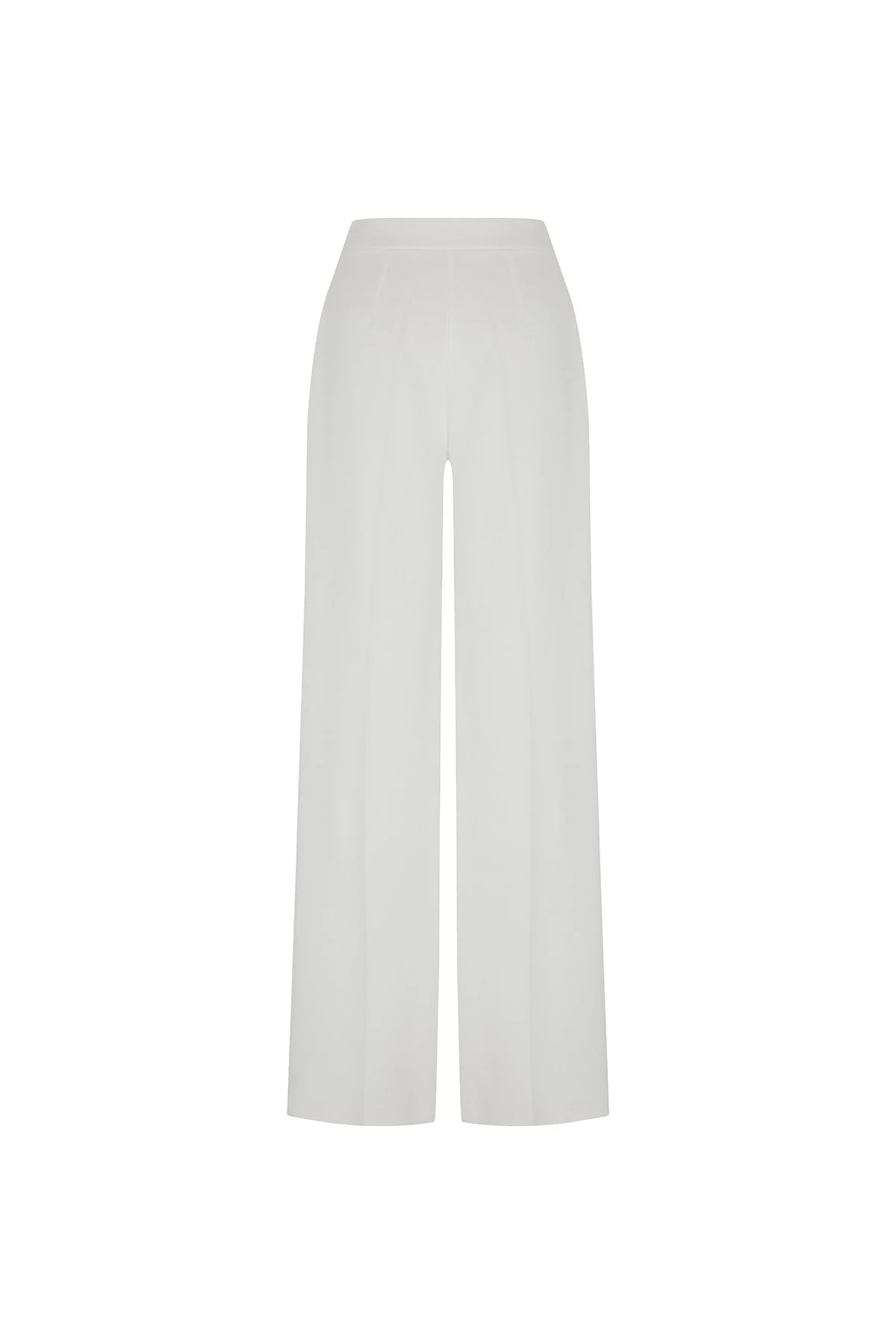 Yüksek Bel Geniş Paça Pantolon Beyaz - 5