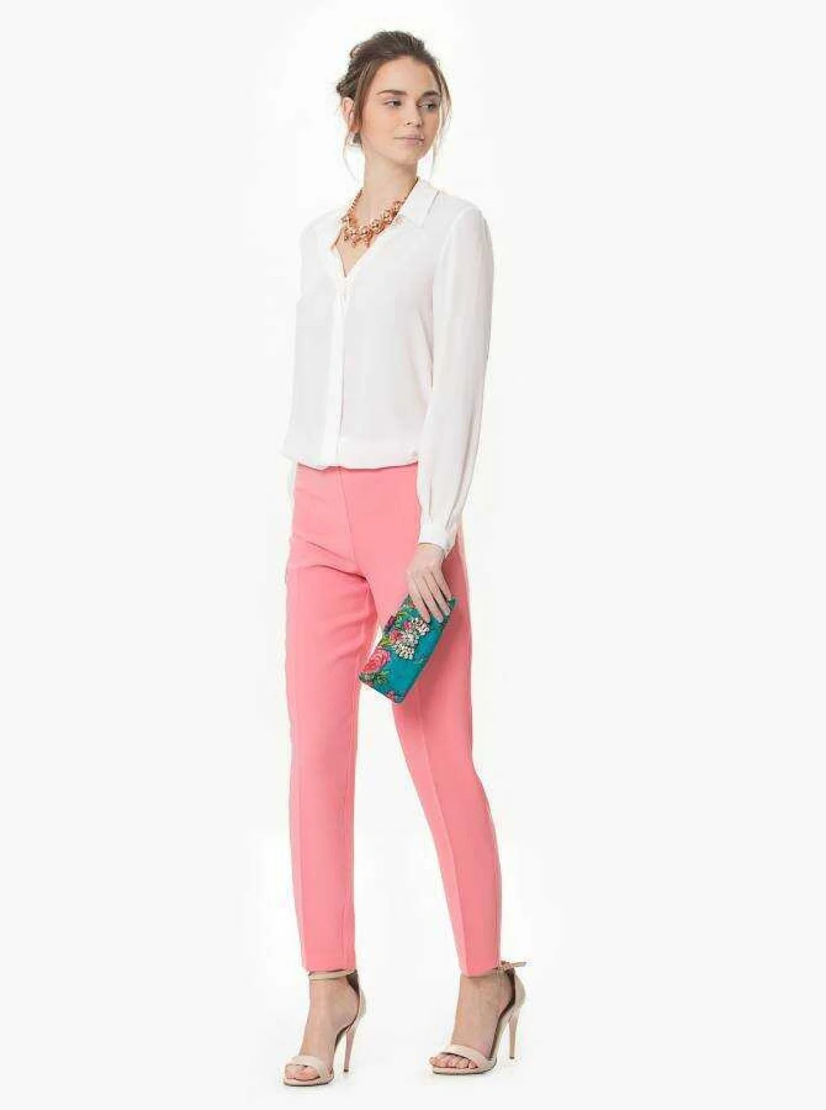 Yüksek Bel Kadın Pantolon Pembe - 3