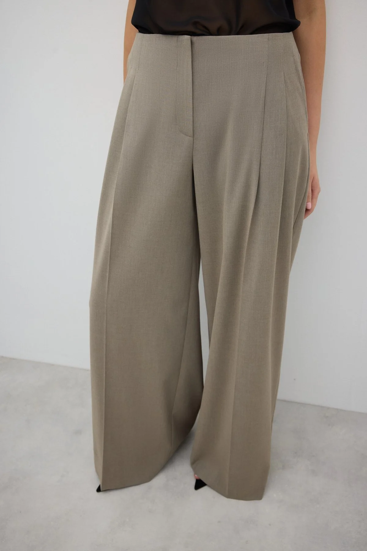 Yün Karışımlı Palazzo Pantolon Kum Beji - 3