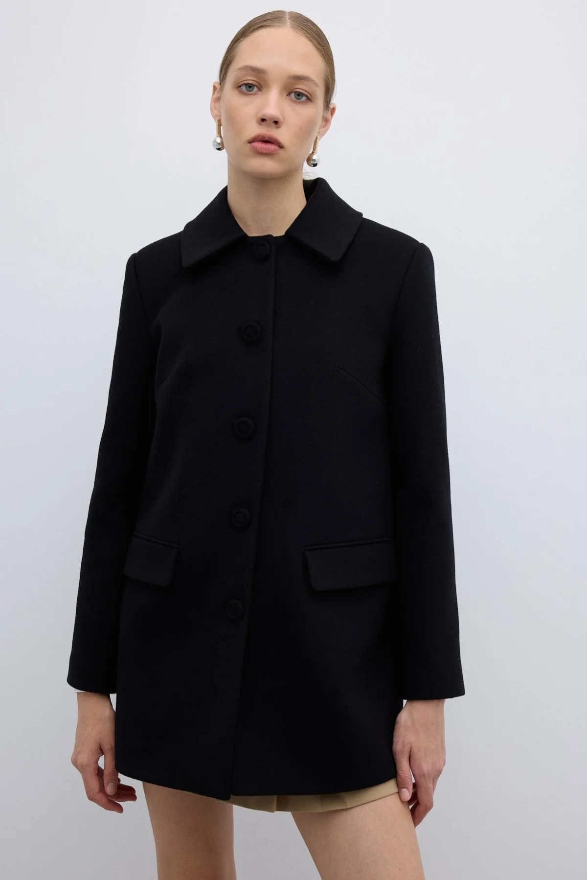 Yün ve Kaşmir Karışımlı Kaban Siyah - 1