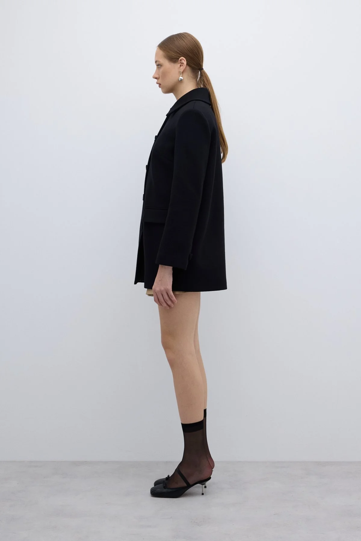 Yün ve Kaşmir Karışımlı Kaban Siyah - 5