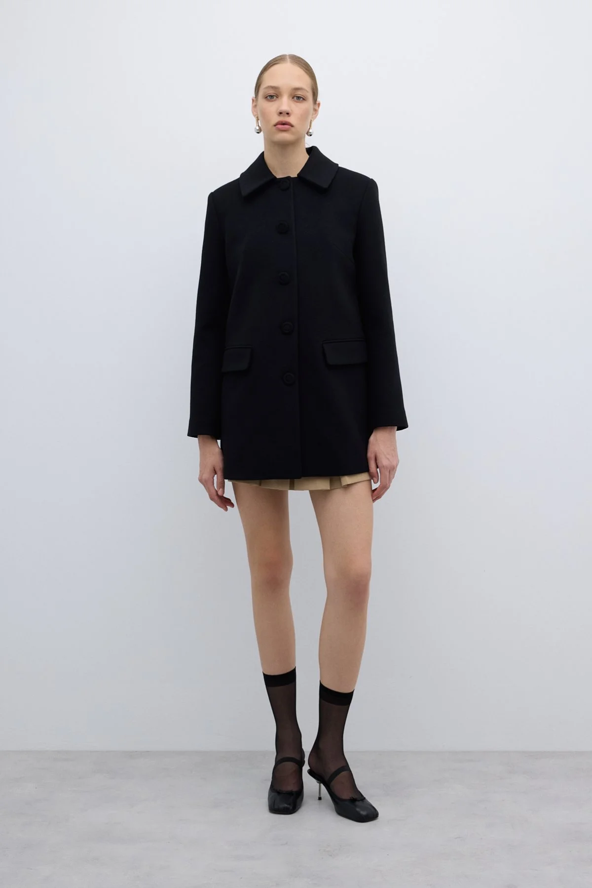 Yün ve Kaşmir Karışımlı Kaban Siyah - 4