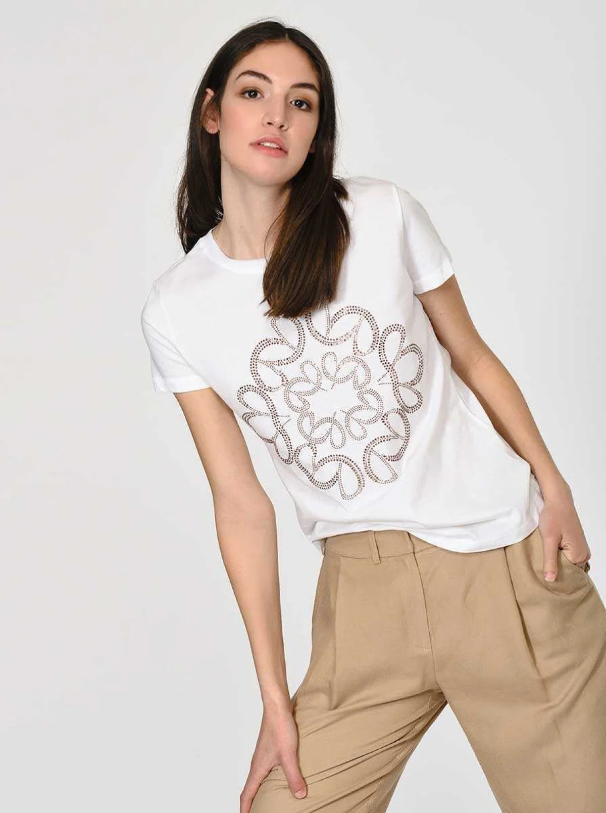 Yuvarlak Yakalı Baskılı T-Shirt Optik Beyaz - 3