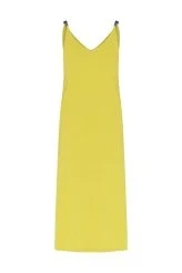  Askılı Uzun Elbise Sarı - 4