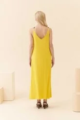  Askılı Uzun Elbise Sarı - 2