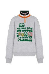 Baskılı Kadın Sweatshirt Açık Gri Açık Gri