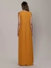  Bel Detaylı Yırtmaçlı Nişan Elbisesi Hardal - 2