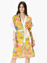 Belden Bağlamalı Floral Desenli Kimono Standart Renk Standart Renk