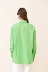 Boyfriend Poplin Gömlek Yeşil - 2