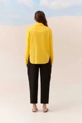  Cepli Poplin Kadın Gömlek Sarı - 2