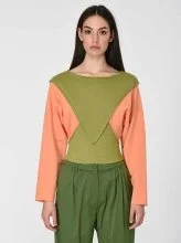 Desenli Kadın Sweatshirt Yeşil - Oranj - 1