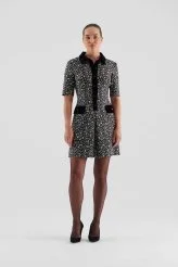  Düğmeli Desenli Mini Elbise Standart Renk - 1