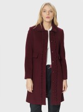  Fırfır Detaylı Kaban Bordo Bordo