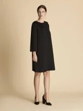  Fırfır Yakalı Mini Elbise Siyah - 4