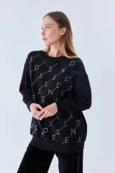  Harf Desenli Kadın Sweatshirt Standart Renk - 3