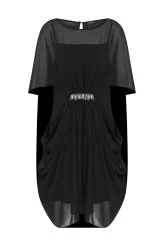  İşlemeli Transparan Abiye Elbise Siyah - 4