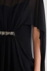  İşlemeli Transparan Abiye Elbise Siyah - 3