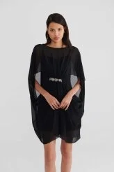  İşlemeli Transparan Abiye Elbise Siyah - 1