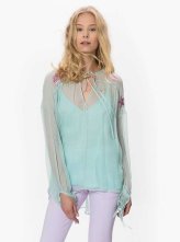 İşlemeli Transparan Mint Bluz Mint 