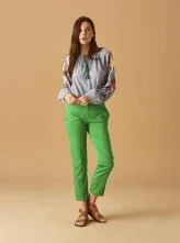 Katlı Paça Kadın Pantolon Yeşil - 1