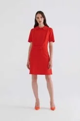 Kemerli Mini Elbise Kırmızı - 1