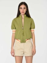 Kolları Detaylı Fermuarlı Sweatshirt Yeşil Yeşil