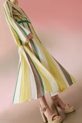 Kruvaze Midi Elbise Sarı - Multi - 4