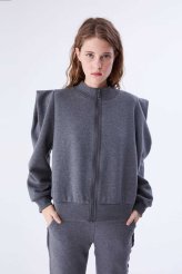  Omuz ve Bel Detaylı Kadın Sweatshirt Antrasit Antrasit