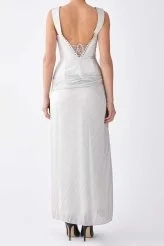  Taş Detaylı Uzun Nikah Elbisesi Beyaz - 2