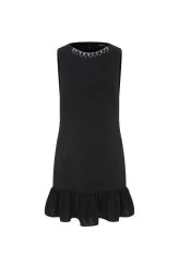  Taş İşlemeli Mini Elbise Siyah - 4