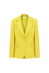  Tek Düğmeli Kadın Ceket Sarı - 4