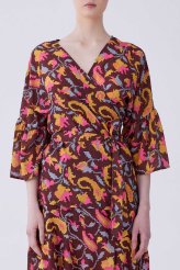 V Yaka Floral Desen Bluz Standart Renk Standart Renk