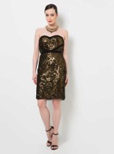 Straplez Elbise Gold Gold