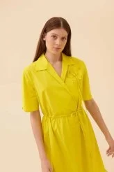 Kısa Kollu Elbise Sarı - 4