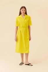 Kısa Kollu Elbise Sarı - 1