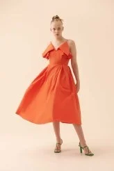 Askılı Sırt Dekolteli Elbise Oranj - 3
