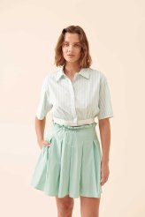 Pileli Mini Etek Mint Mint