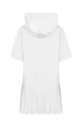 Kapüşonlu Mini Boy Günlük Elbise Beyaz - 5