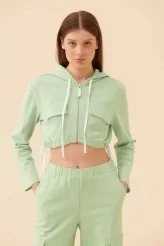 Crop Sweatshirt Yeşil - 1
