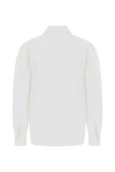 Yakası Fiyonklu Gömlek Beyaz - 5