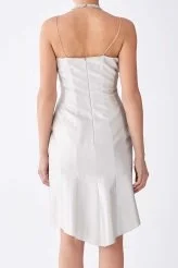  Yakası Taşlı Askılı Nikah Elbisesi Beyaz - 2