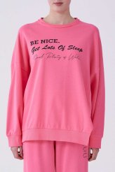Yazı Detaylı Sweatshirt Pembe Pembe