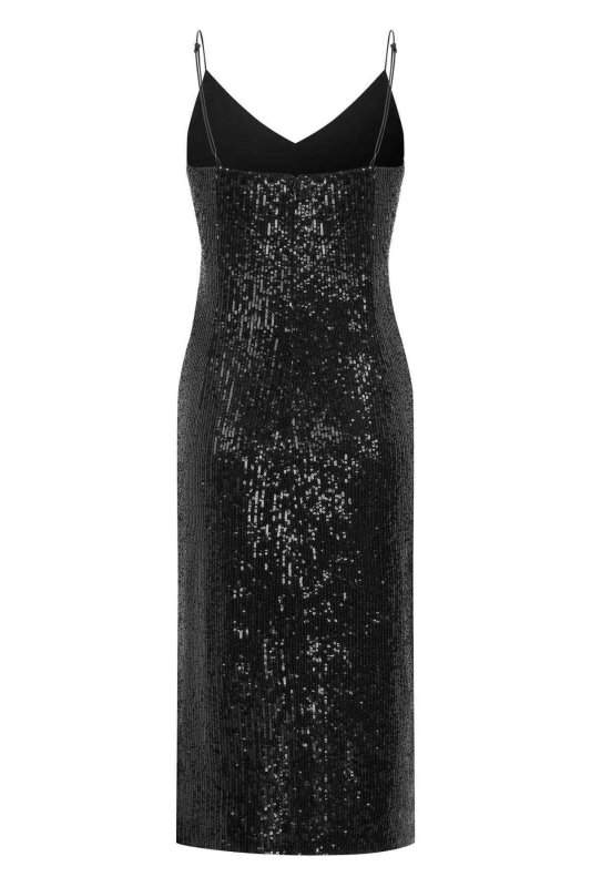 Payetli Abiye Elbise Siyah - Roman