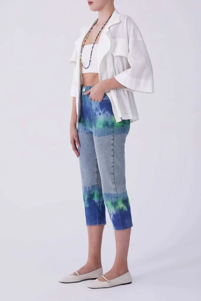 Batik Desen Denim Kadın Pantolon Standart Renk - 3