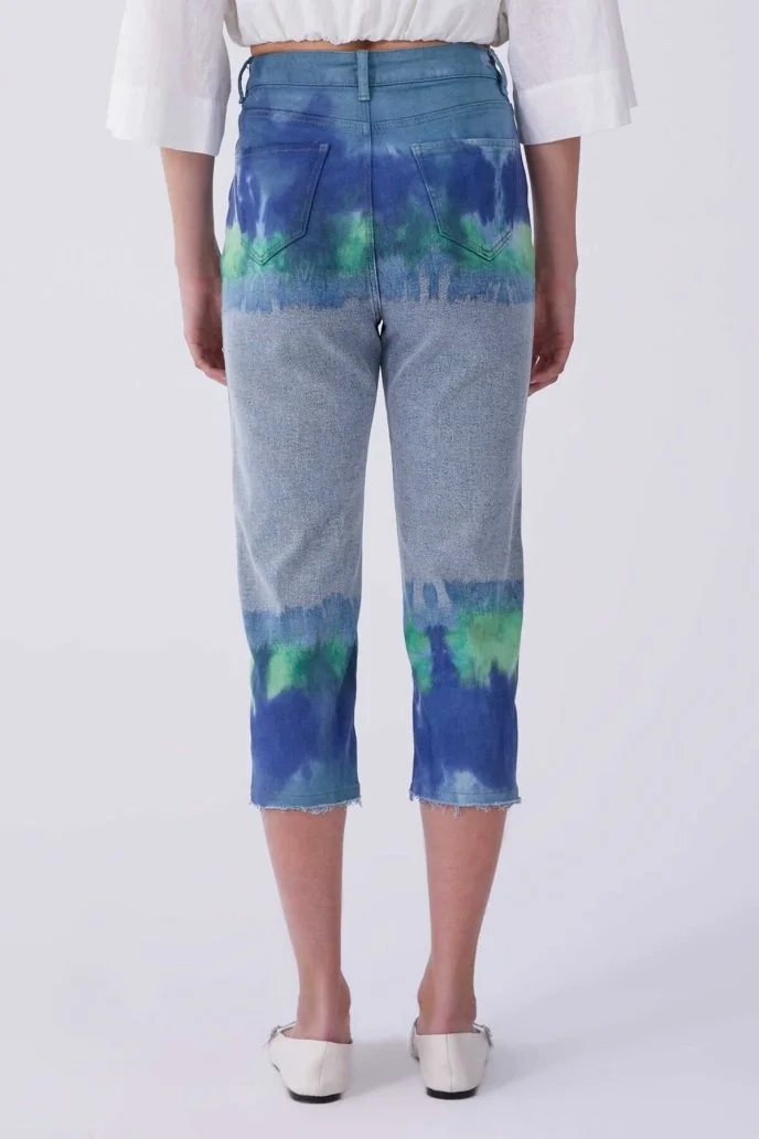 Batik Desen Denim Kadın Pantolon Standart Renk - 2