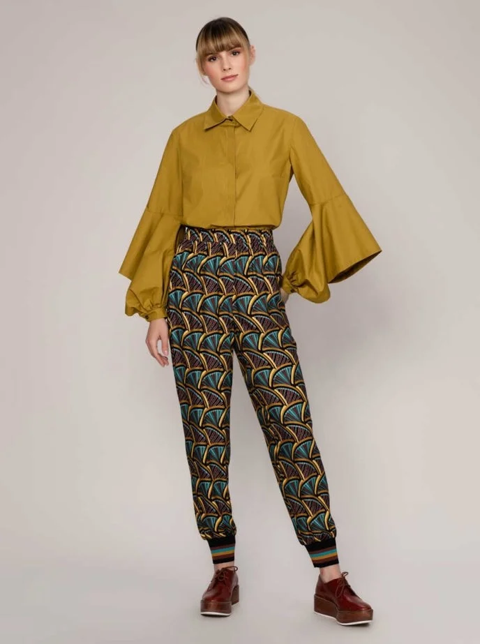  Desenli Ve Paçası Lastikli Renkli Kadın Pantolon Standart Renk - 1
