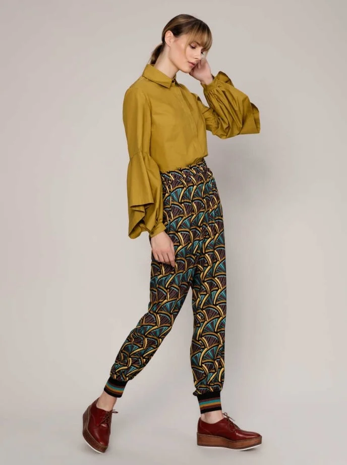  Desenli Ve Paçası Lastikli Renkli Kadın Pantolon Standart Renk - 3
