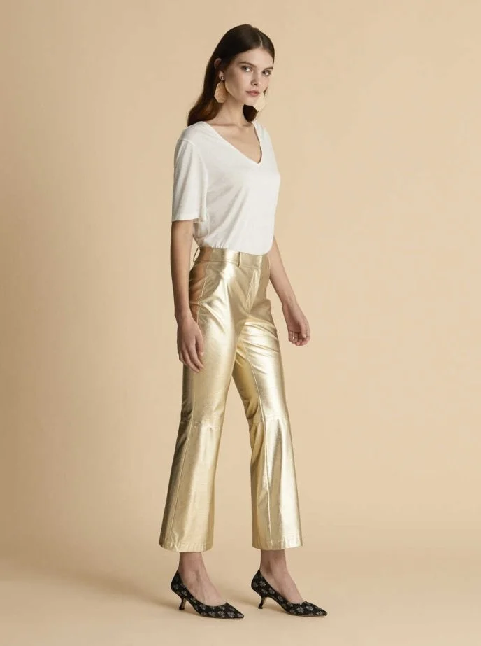  Kısa Paçalı Kadın Pantolon Gold - 4