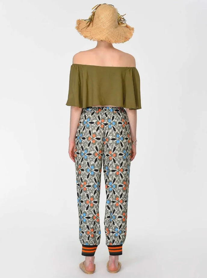 Paçası Lastikli Desenli Kadın Pantolon Standart Renk - 2