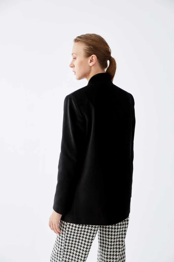  Yakasız Kadın Ceket Siyah - 2